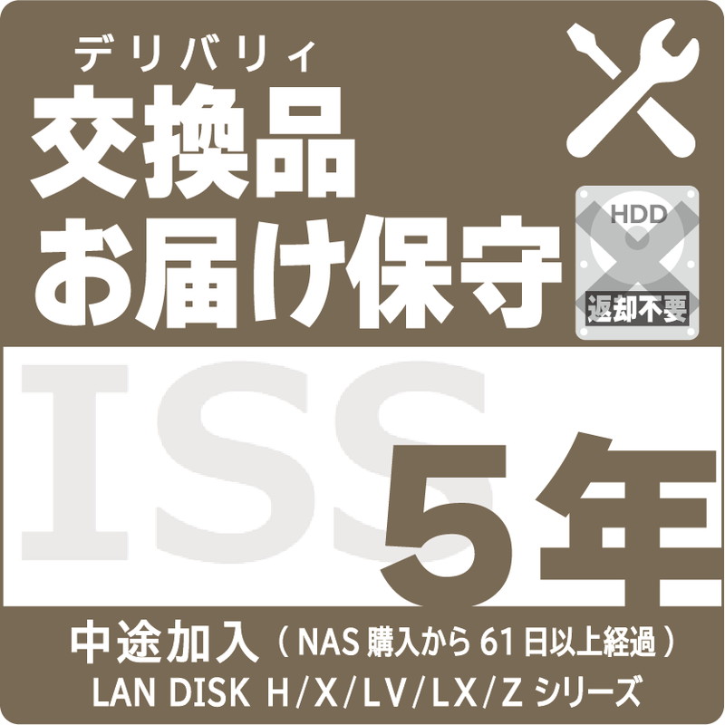 ISS-NHA-SO5／NAS用交換品お届け（デリバリィ）保守5年 AFTER加入