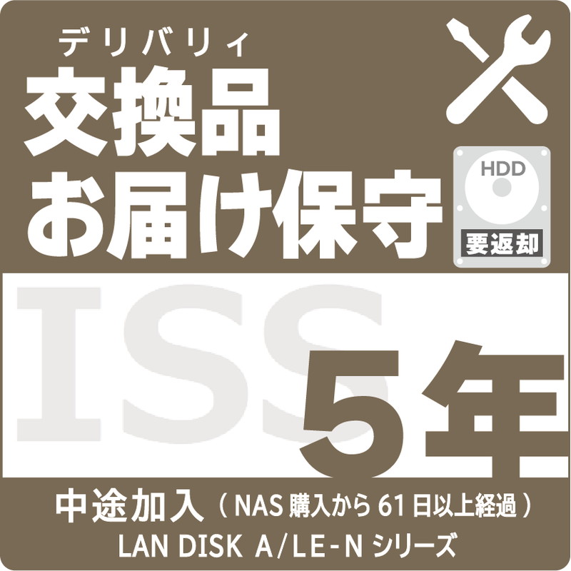 ISS-NLA-ST5／NAS用交換品お届け（デリバリィ）保守5年 AFTER加入